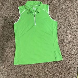 Excellent condition, size Medium, sleeveless Slazenger Women's zip top, Green